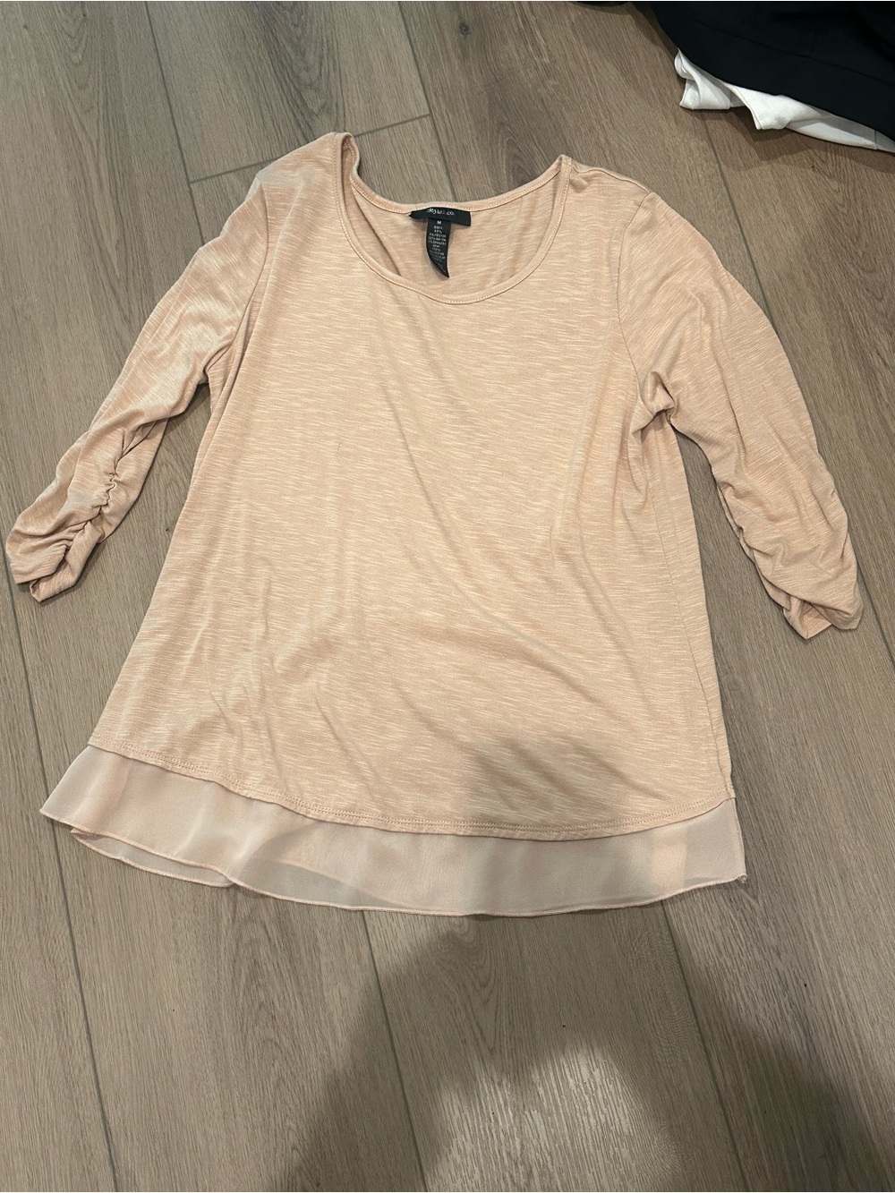 Style & Co. Blush Pink Long-Sleeve Top with Chiffon Hem
